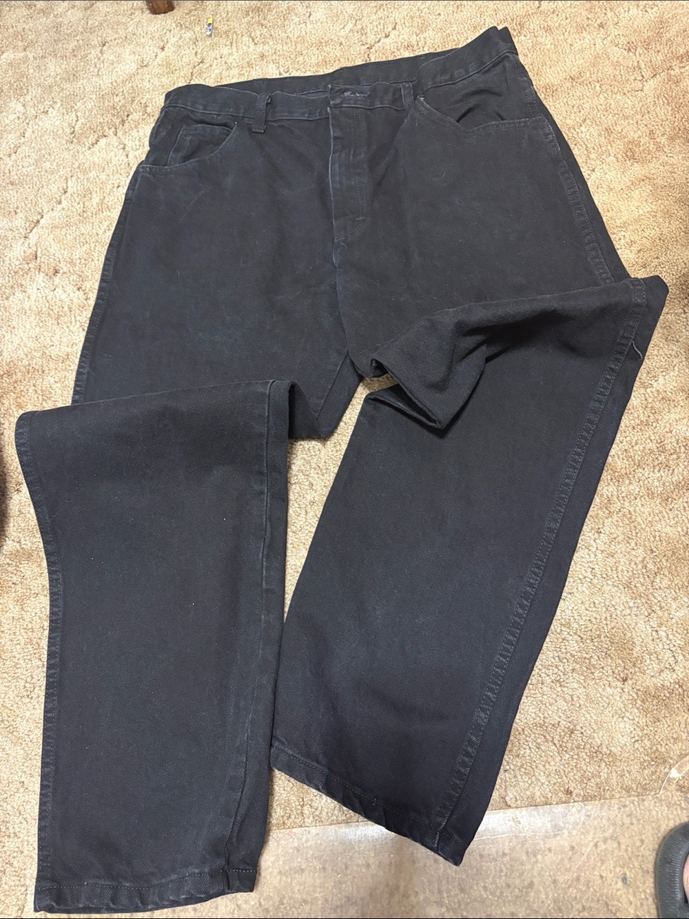 Rustler Black Relaxed Straight-Leg Jeans 38 x 29